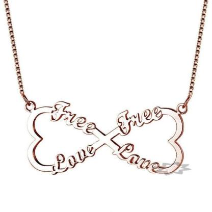 Personalized 925 Sterling Silver Double Heart Pendant Necklace, Engrave 4 Custom Names Necklace, Gift Jewelry for Friends & Family - Personalized Jewel