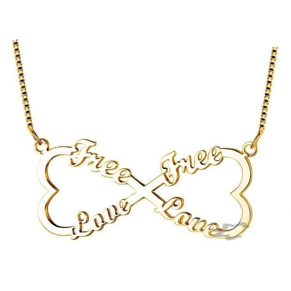 Personalized 925 Sterling Silver Double Heart Pendant Necklace, Engrave 4 Custom Names Necklace, Gift Jewelry for Friends & Family - Personalized Jewel