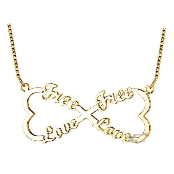 Personalized 925 Sterling Silver Double Heart Pendant Necklace, Engrave 4 Custom Names Necklace, Gift Jewelry for Friends & Family - Personalized Jewel