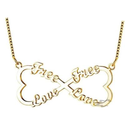 Personalized 925 Sterling Silver Double Heart Pendant Necklace, Engrave 4 Custom Names Necklace, Gift Jewelry for Friends & Family - Personalized Jewel