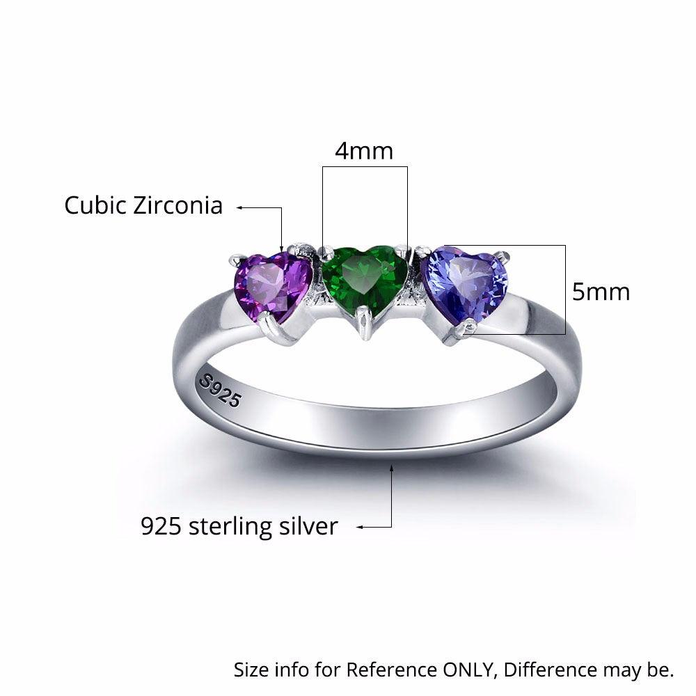 Personalized 925 Sterling Silver Engagement Rings for Women with Custom Birthstones & Engraved Names - Personalized Jewel