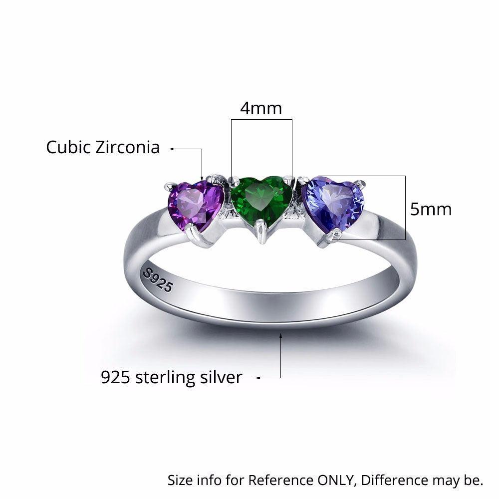 Personalized 925 Sterling Silver Engagement Rings for Women with Custom Birthstones & Engraved Names - Personalized Jewel