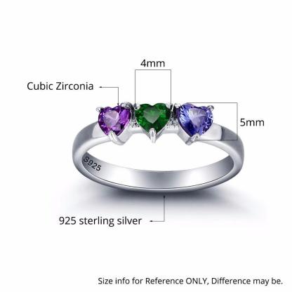 Personalized 925 Sterling Silver Engagement Rings for Women with Custom Birthstones & Engraved Names - Personalized Jewel