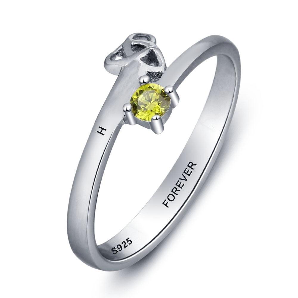 Personalized 925 Sterling Silver Engrave Name & Birthstone Rings, Fashion Jewelry Gift for Women - Personalized Jewel
