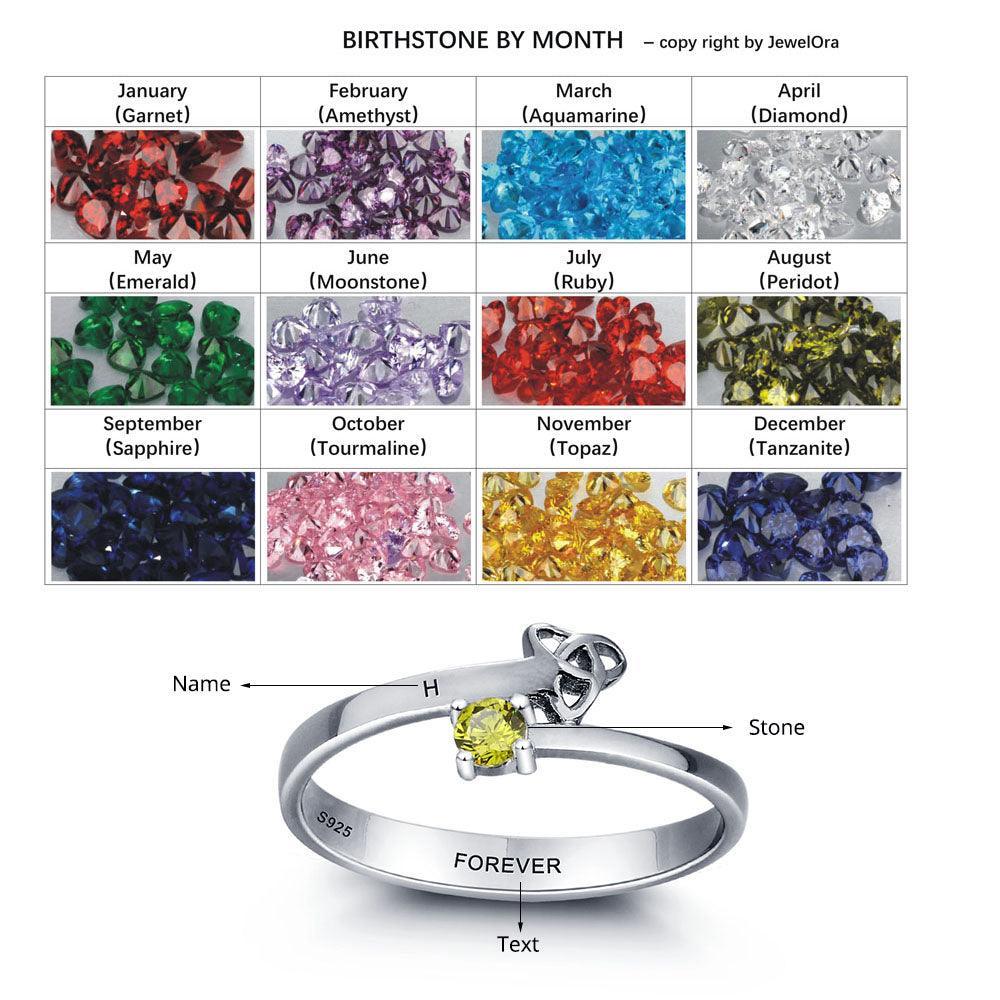 Personalized 925 Sterling Silver Engrave Name & Birthstone Rings, Fashion Jewelry Gift for Women - Personalized Jewel