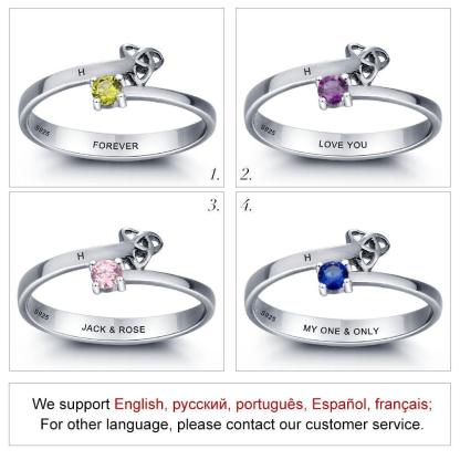 Personalized 925 Sterling Silver Engrave Name & Birthstone Rings, Fashion Jewelry Gift for Women - Personalized Jewel