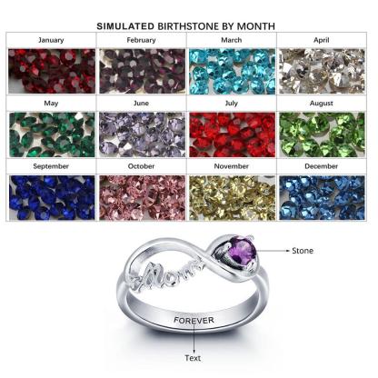 Personalized 925 Sterling Silver Engraved Name & Birthstone Mom Rings, Fashion Jewelry Gift for Mom - Personalized Jewel