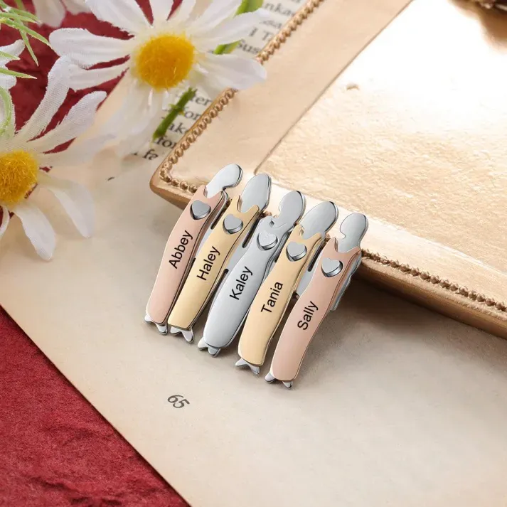 Personalized Sisters Together Pin For Women – Eight Custom Name Engraving Pin For Sisters Or Best friends