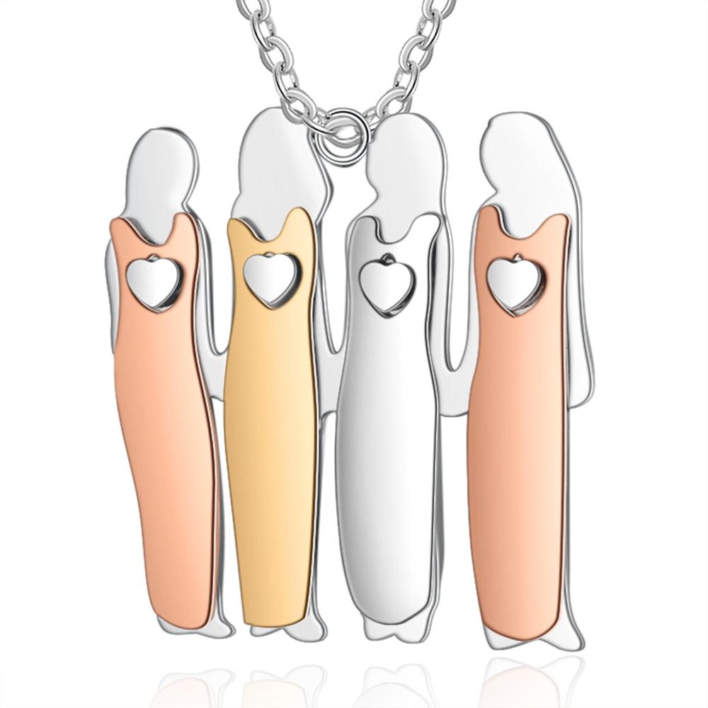 Personalized 925 Sterling Silver Four Sisters Necklace Sibling Fashion Gift Jewelry For Friends & Family - Personalized Jewel