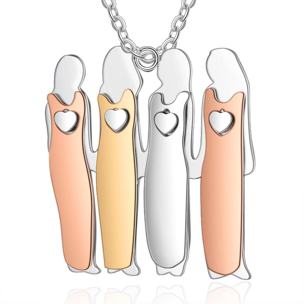 Personalized 925 Sterling Silver Four Sisters Necklace Sibling Fashion Gift Jewelry For Friends & Family - Personalized Jewel