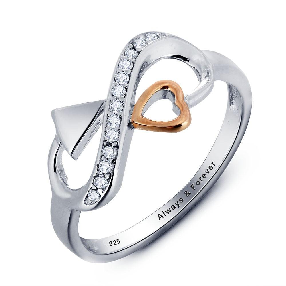 Personalized 925 Sterling Silver Heart Arrow Rings for Women, Fashion Jewelry Gift - Personalized Jewel