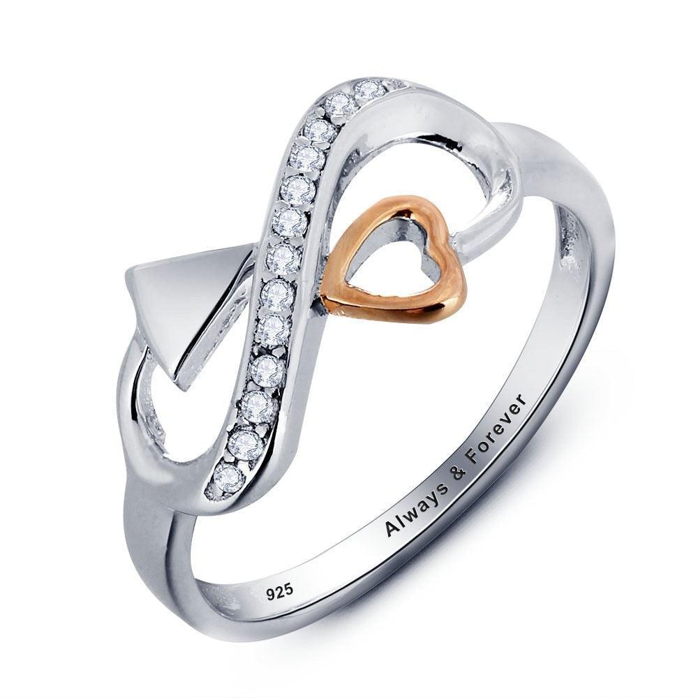 Personalized 925 Sterling Silver Heart Arrow Rings for Women, Fashion Jewelry Gift - Personalized Jewel
