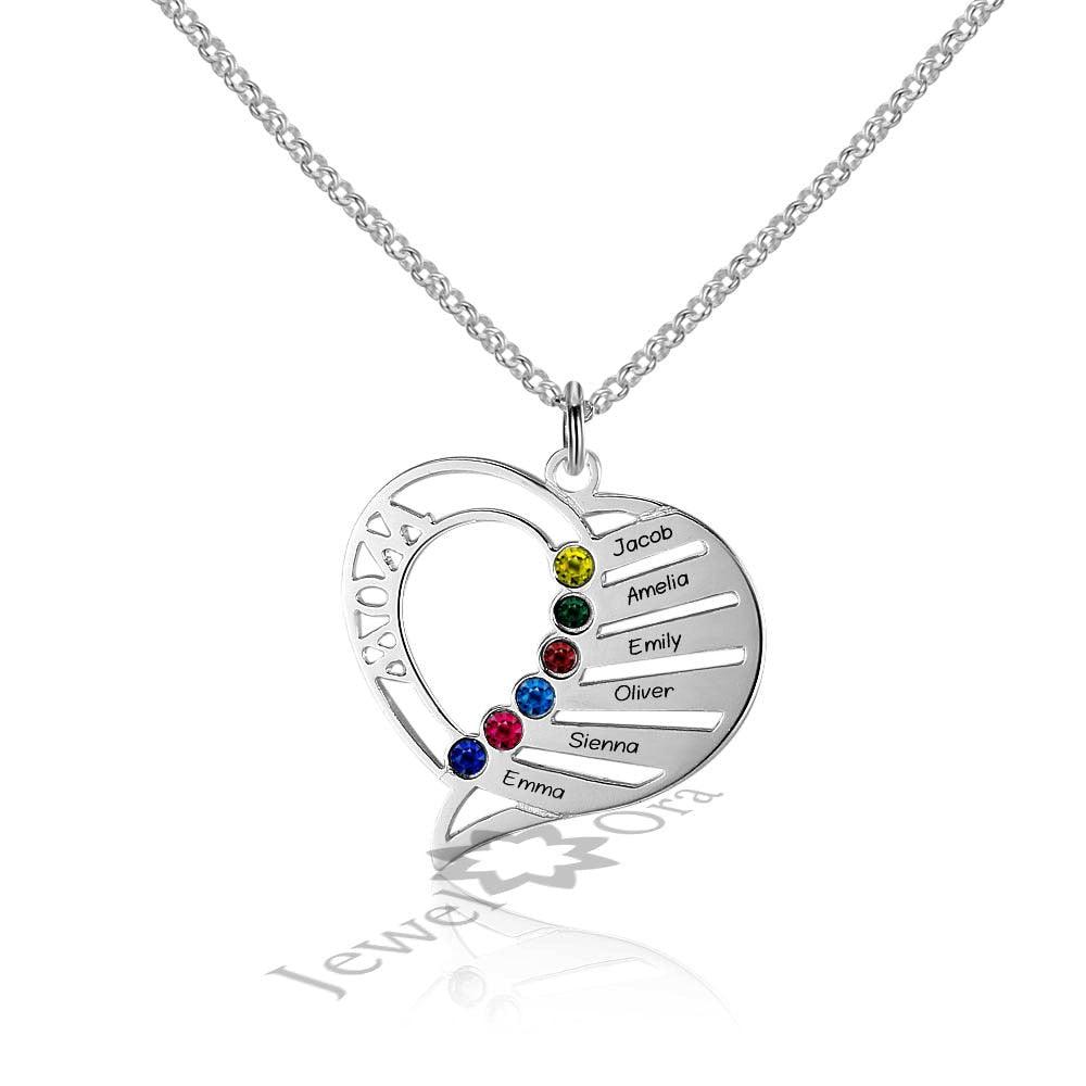 Personalized 925 Sterling Silver Heart Pendant Necklace - Personalized Jewel
