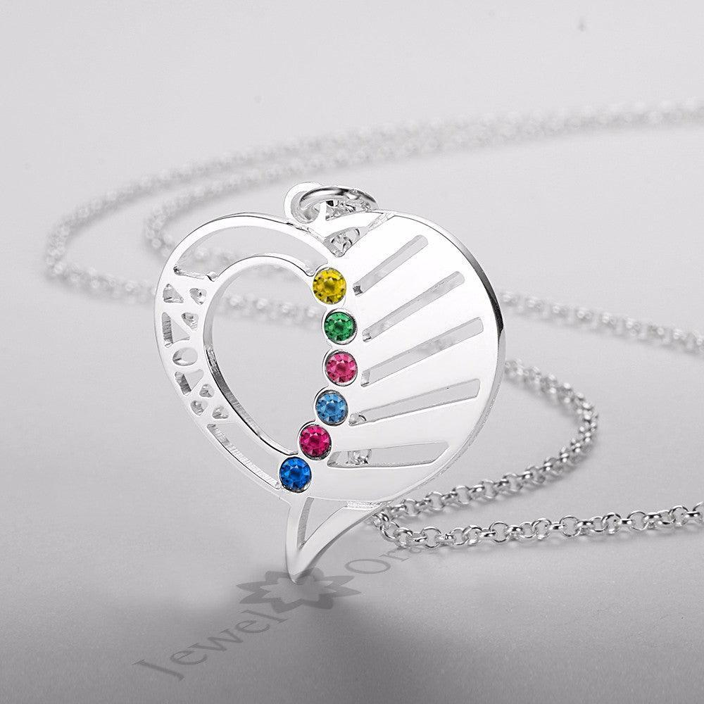 Personalized 925 Sterling Silver Heart Pendant Necklace - Personalized Jewel