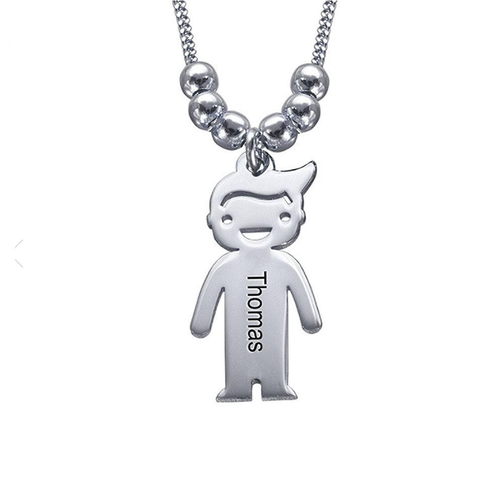 Personalized 925 Sterling Silver My Children Engraved Necklace - 1 Custom Name Engravings on the Children Designed German Silver Plate-Personalized Jewels