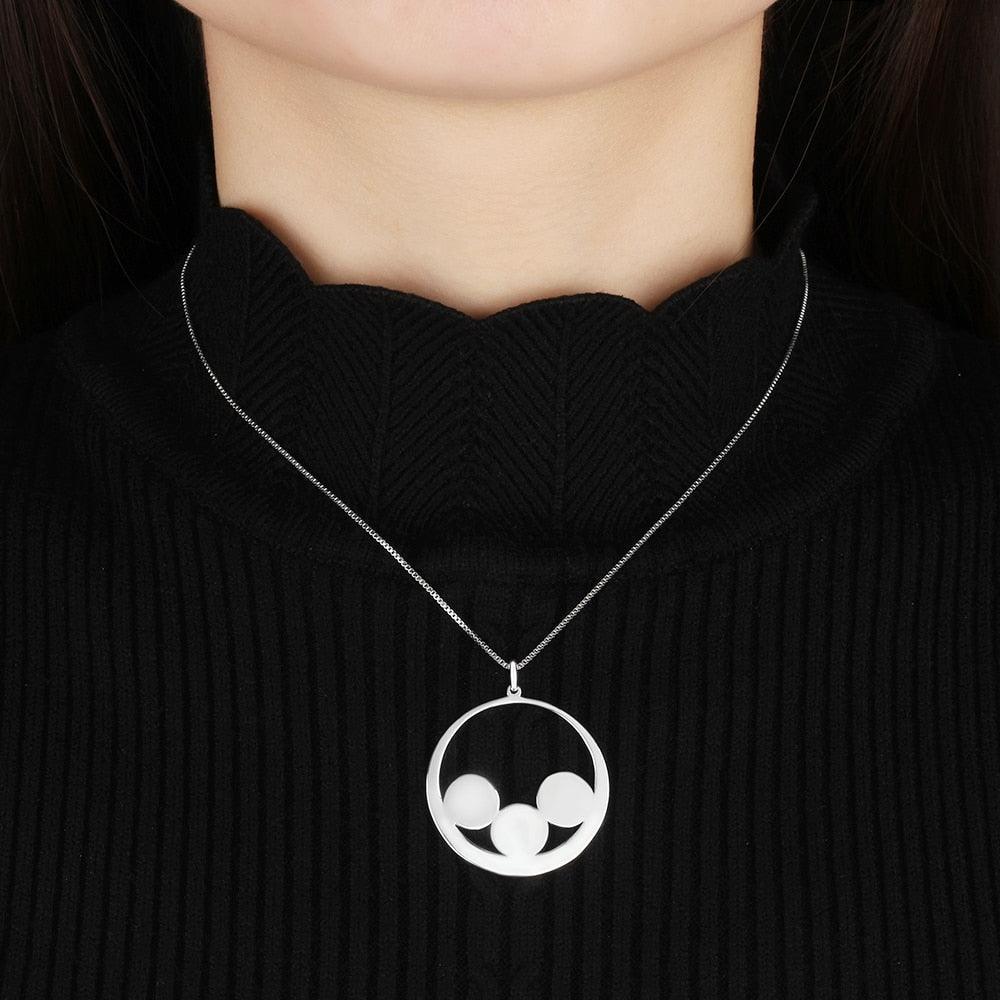 Personalized 925 Sterling Silver Name Necklace & 3 Round Together in a Circle Pendant, Trendy Women’s Jewelry - Personalized Jewel