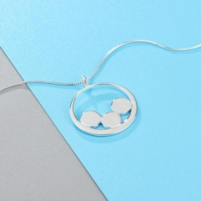 Personalized 925 Sterling Silver Name Necklace & 3 Round Together in a Circle Pendant, Trendy Women’s Jewelry - Personalized Jewel