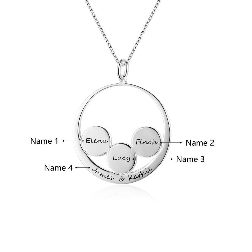 Personalized 925 Sterling Silver Name Necklace & 3 Round Together in a Circle Pendant, Trendy Women’s Jewelry - Personalized Jewel