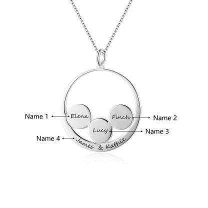 Personalized 925 Sterling Silver Name Necklace & 3 Round Together in a Circle Pendant, Trendy Women’s Jewelry - Personalized Jewel