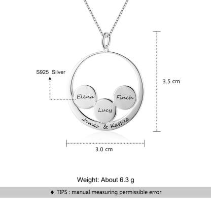 Personalized 925 Sterling Silver Name Necklace & 3 Round Together in a Circle Pendant, Trendy Women’s Jewelry - Personalized Jewel