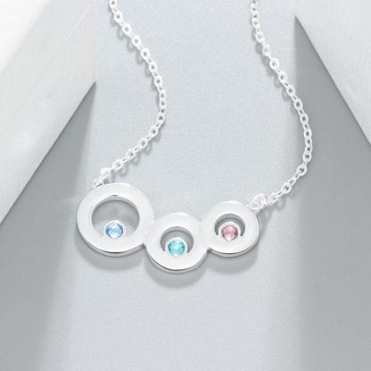 Personalized 925 Sterling Silver Name Necklace with 3 Circle Birthstone Pendant, Trendy Family Jewelry for Women - Personalized Jewel