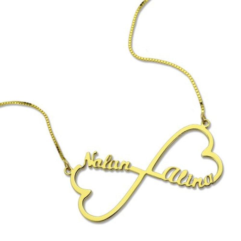 Personalized 925 Sterling Silver Name Necklace With Double Heart Customize Pendant - Personalized Jewel