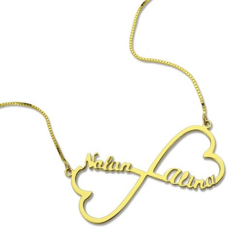 Personalized 925 Sterling Silver Name Necklace With Double Heart Customize Pendant - Personalized Jewel