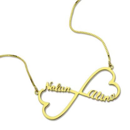 Personalized 925 Sterling Silver Name Necklace With Double Heart Customize Pendant - Personalized Jewel