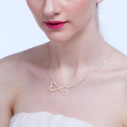 Personalized 925 Sterling Silver Name Necklace With Double Heart Customize Pendant - Personalized Jewel