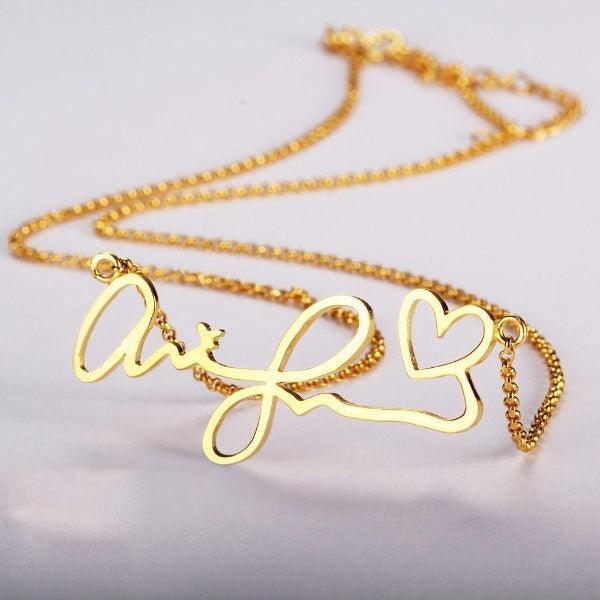 Personalized 925 Sterling Silver Name Pendant Necklace, Handwritten Custom Names Necklace, Gift Jewelry for Friends & Family - Personalized Jewel