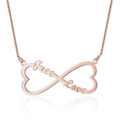 Personalized 925 Sterling Silver Nameplate Pendant Custom Made Name Double Heart Necklace Anniversary Gift - Personalized Jewel