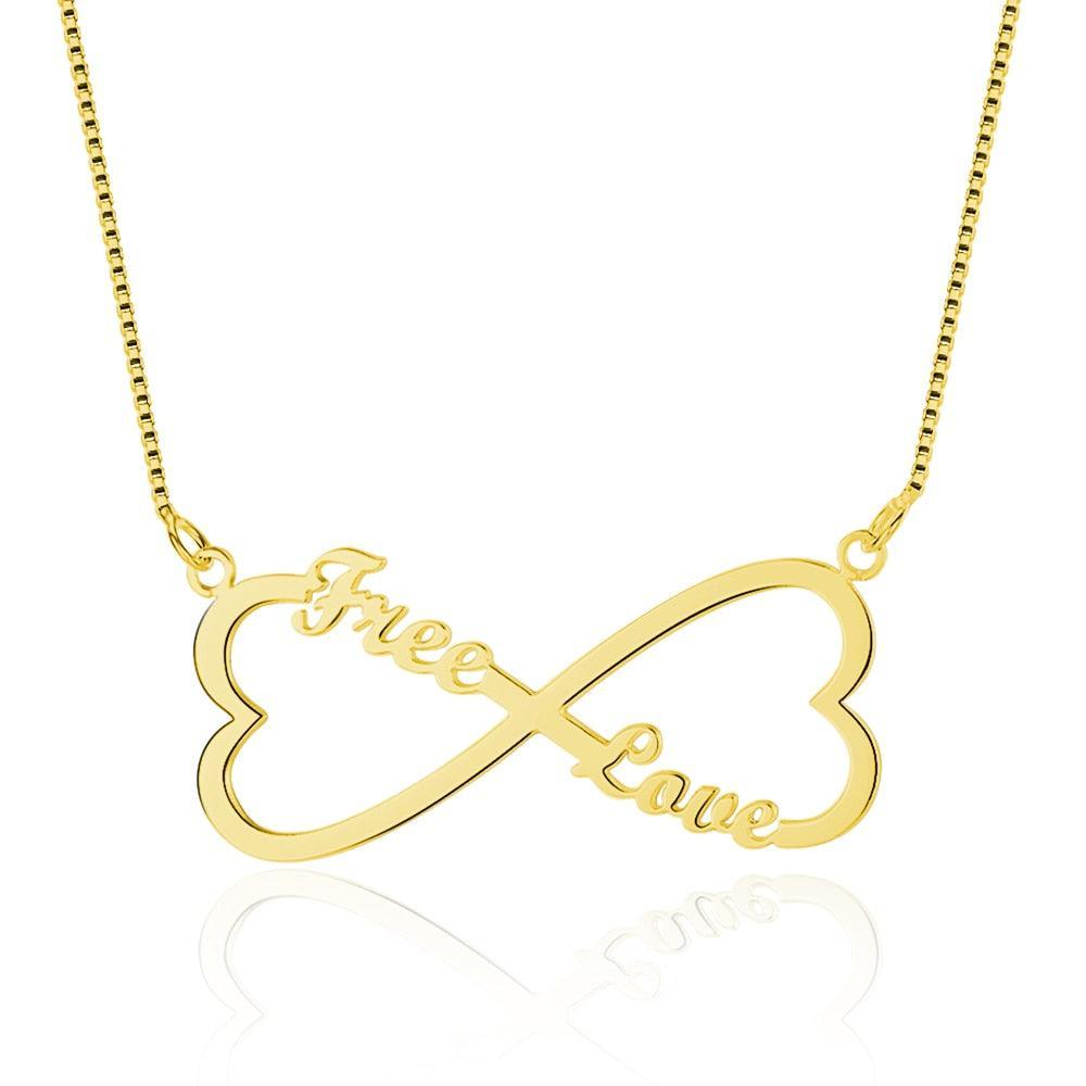 Personalized 925 Sterling Silver Nameplate Pendant Custom Made Name Double Heart Necklace Anniversary Gift - Personalized Jewel