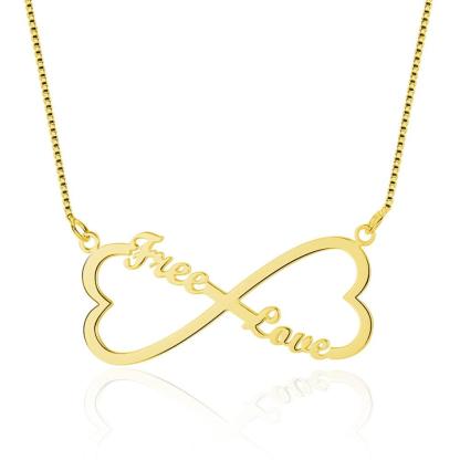 Personalized 925 Sterling Silver Nameplate Pendant Custom Made Name Double Heart Necklace Anniversary Gift - Personalized Jewel