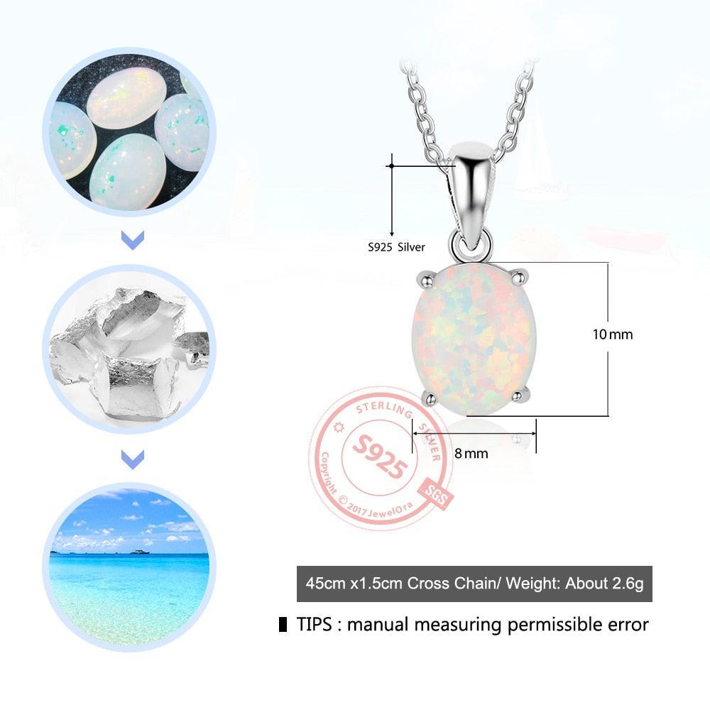 Personalized 925 Sterling Silver Necklace for Women with Milky Opal Pendant, Wedding Gift for Girls - Personalized Jewel