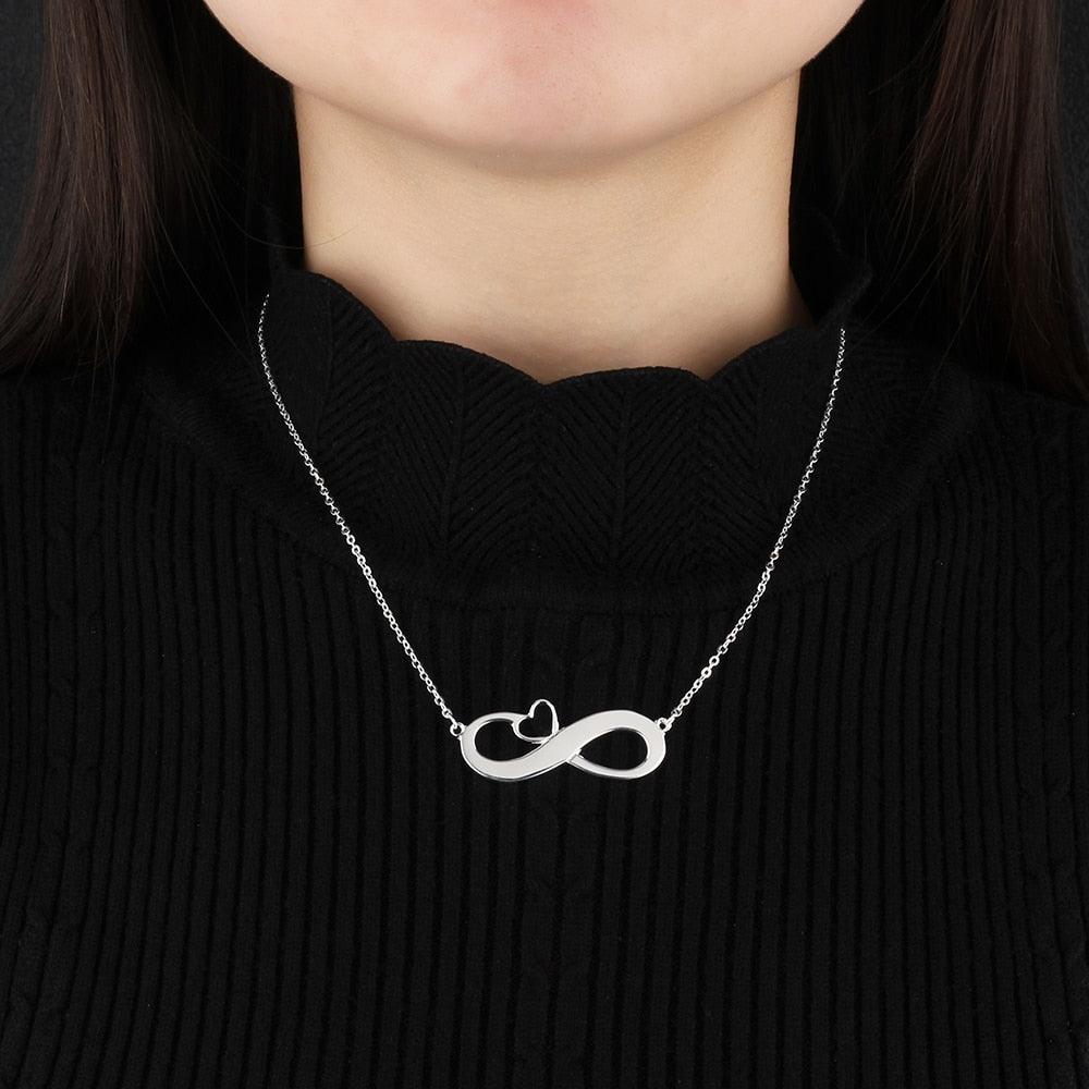 Personalized 925 Sterling Silver Necklace - Infinity Heart-Shaped Pendant - Custom Names - Christmas Gift-Personalized Jewels