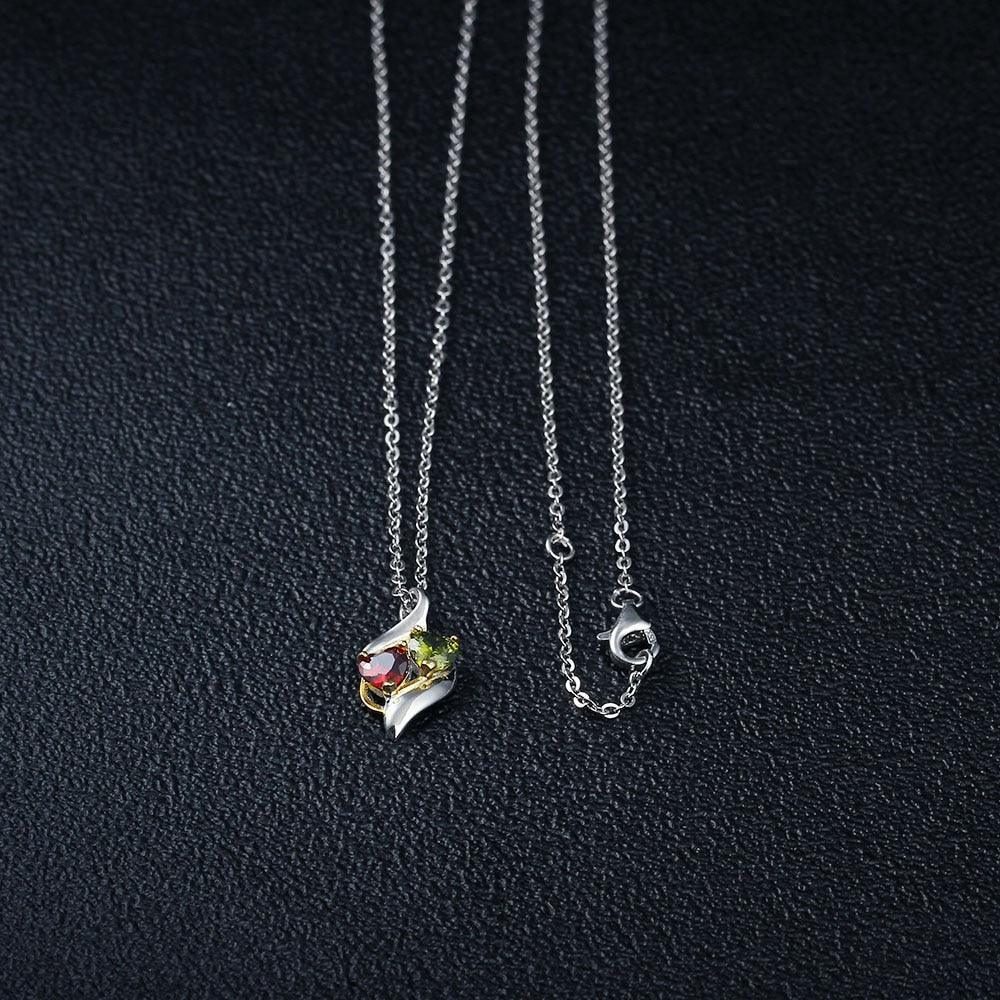 Personalized 925 Sterling Silver Necklace With 2 Birthstones, Trendy Name Engraved Women’s Pendant Necklace, Fashion Jewelry For Mother & Daughter - Personalized Jewel
