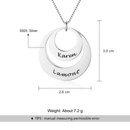 Personalized 925 Sterling Silver Necklace With 2 Round Engrave Name Pendant For Women - Personalized Jewel
