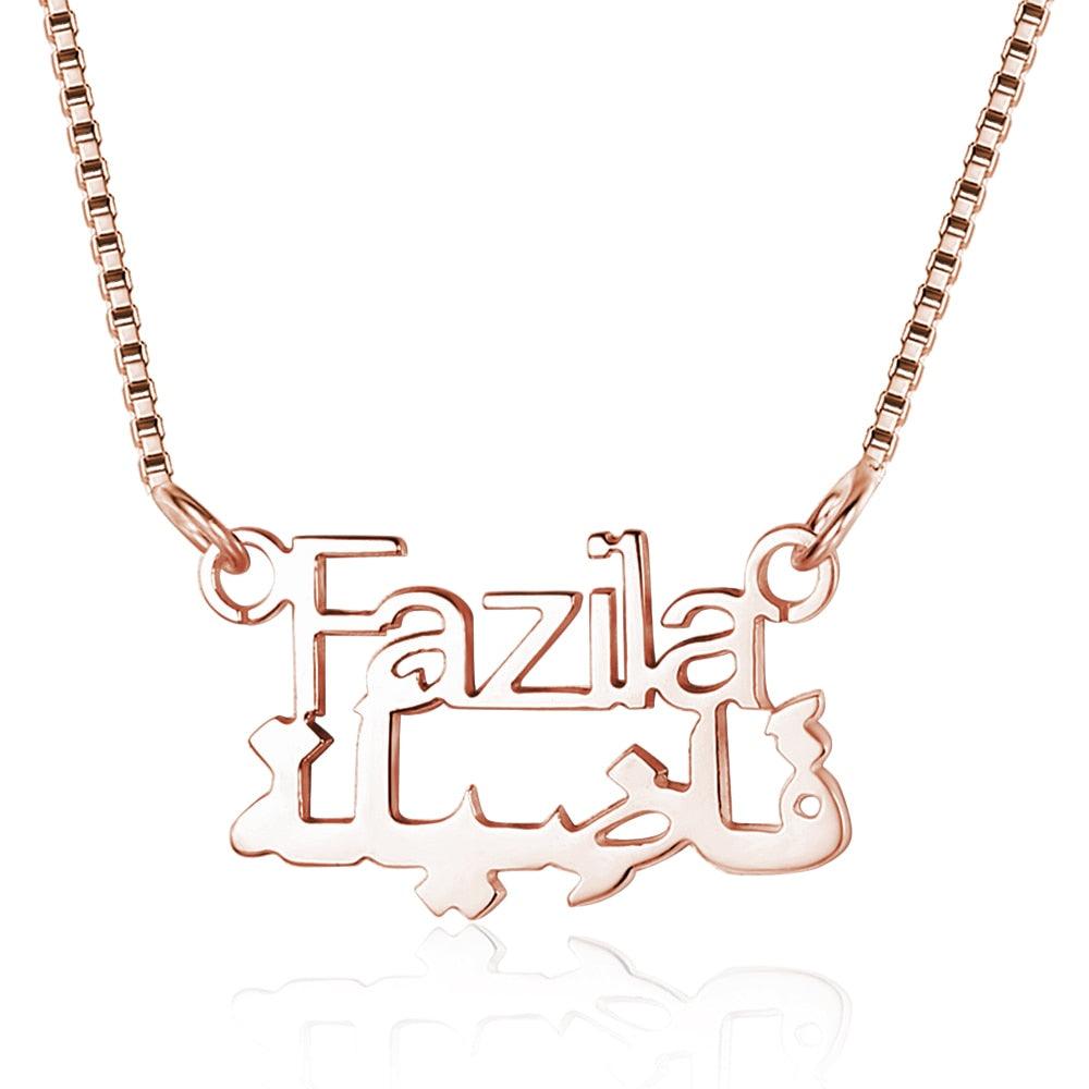 Personalized 925 Sterling Silver Necklace With Custom Arabic Nameplate Pendant, Jewelry Gift For Girls - Personalized Jewel