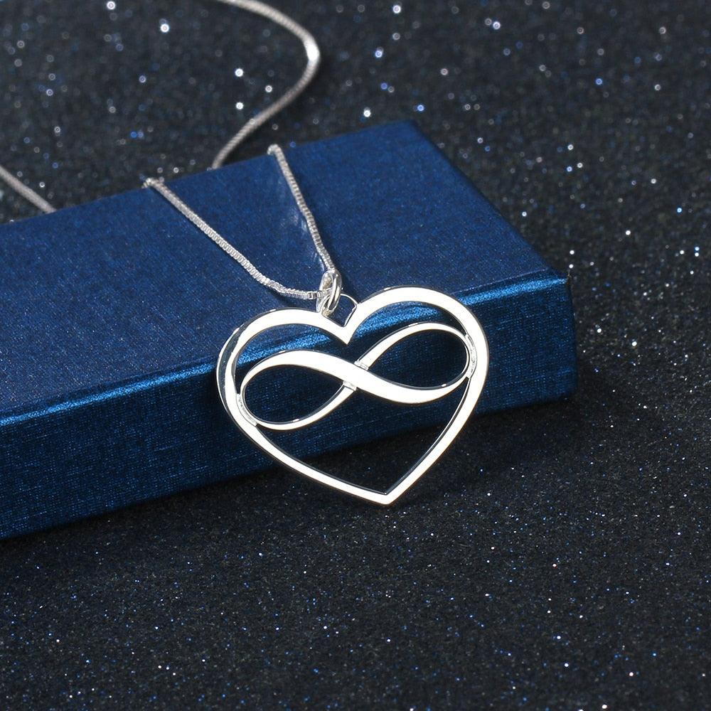Personalized 925 Sterling Silver Necklaces - Heart & Infinity Pendant - Engraved Custom Names - Family Gift - Personalized Jewel