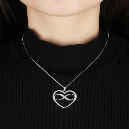 Personalized 925 Sterling Silver Necklaces - Heart & Infinity Pendant - Engraved Custom Names - Family Gift - Personalized Jewel
