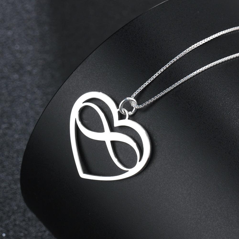 Personalized 925 Sterling Silver Necklaces - Heart & Infinity Pendant - Engraved Custom Names - Family Gift - Personalized Jewel