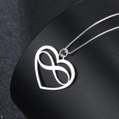Personalized 925 Sterling Silver Necklaces - Heart & Infinity Pendant - Engraved Custom Names - Family Gift - Personalized Jewel