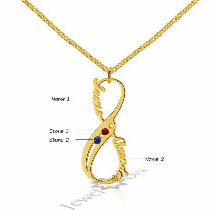 Personalized 925 Sterling Silver | Fashion Jewelry | Birthstone 8 Shape Pendants | Two Custom Names - Personalized Jewel
