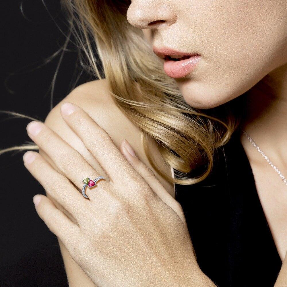 Personalized 925 Sterling Silver Promise Ring, Customize Cubic Zirconia Heart Birthstone & Engrave Name - Personalized Jewel