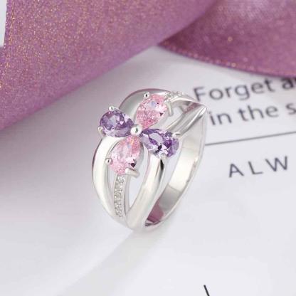 Personalized 925 Sterling Silver Promise Rings for Women – Engrave Four Names – Custom 4 Birthstones – Fashion Jewelry Gift - Personalized Jewel