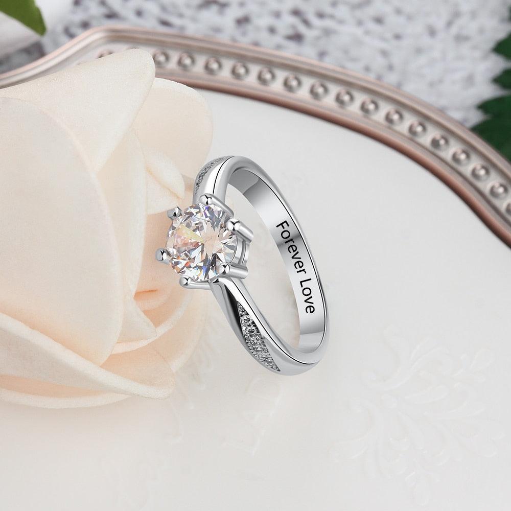 Personalized 925 Sterling Silver Rings - Classic Wedding Ring - Gifts for Women - Personalized Jewel