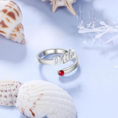 Personalized 925 Sterling Silver Rings for Mother Adjustable Women Nameplate Ring - Personalized Jewel