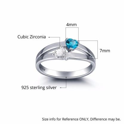 Personalized 925 Sterling Silver Rings for Women – Double Heart Birthstones – Customize Name – Unique Jewelry Gift - Personalized Jewel