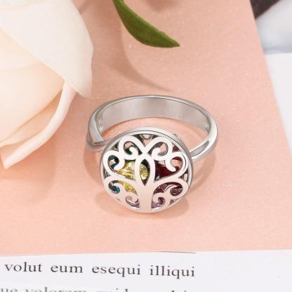 Personalized 925 Sterling Silver Rings for Women – Hollow Floral Pattern – Engraved Name – Custom Birthstones - Personalized Jewel