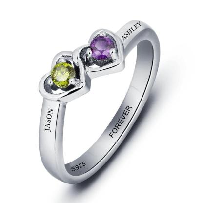 Personalized 925 Sterling Silver Rings with Custom Cubic Zirconia Birthstone, Fashion Jewelry Gift - Personalized Jewel